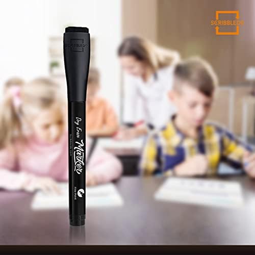 36 Pack Dry Erase Markers Black Fine Tip with Eraser Cap