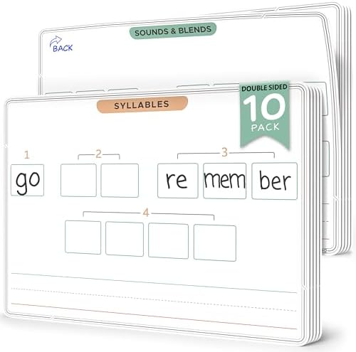 Elkonin Boxes Dry Erase Sheets 9”x12” 10 Pack