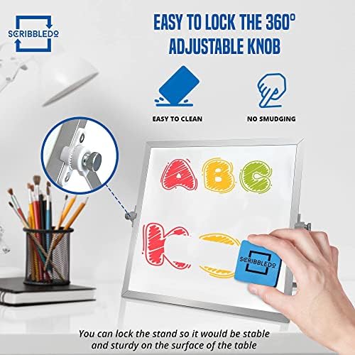 10x10 Inch Portable Double-Sided Magnetic Dry Erase Whiteboard with Stand