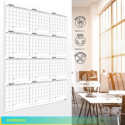 36"x48" Yearly Monthly Dry Erase Wall Calendar