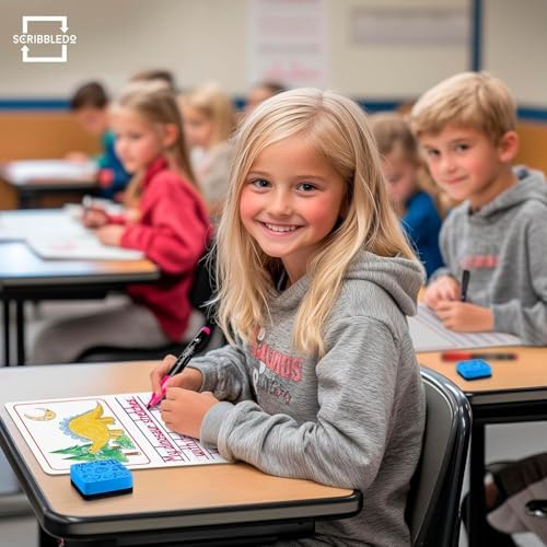 10 Pack Double Sided 9”x12” Story Lined Dry Erase Whiteboards + Erasers