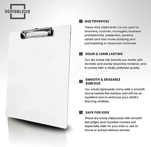 Dry Erase Clipboard Double-Sided 9"x12" White