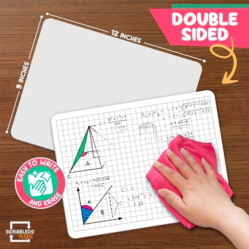9”x12” Quad Graph Dry Erase Sheets (10 Pack)
