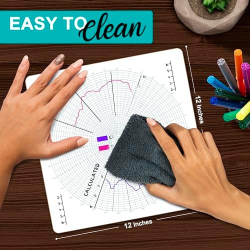12"x12" Double-Sided Circular & Polar Grid Dry Erase Board