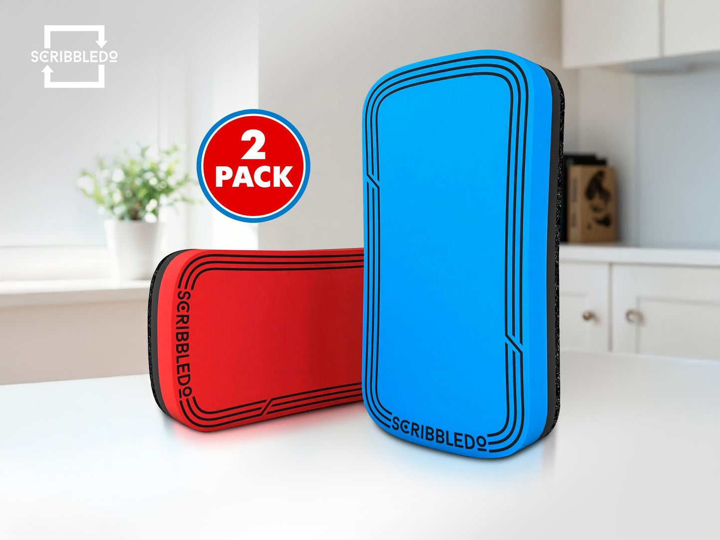 2 Pack Red & Blue Magnetic Dry Erase Erasers