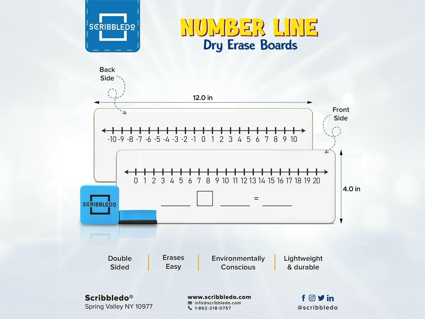 Negative Number Line 4"x12"