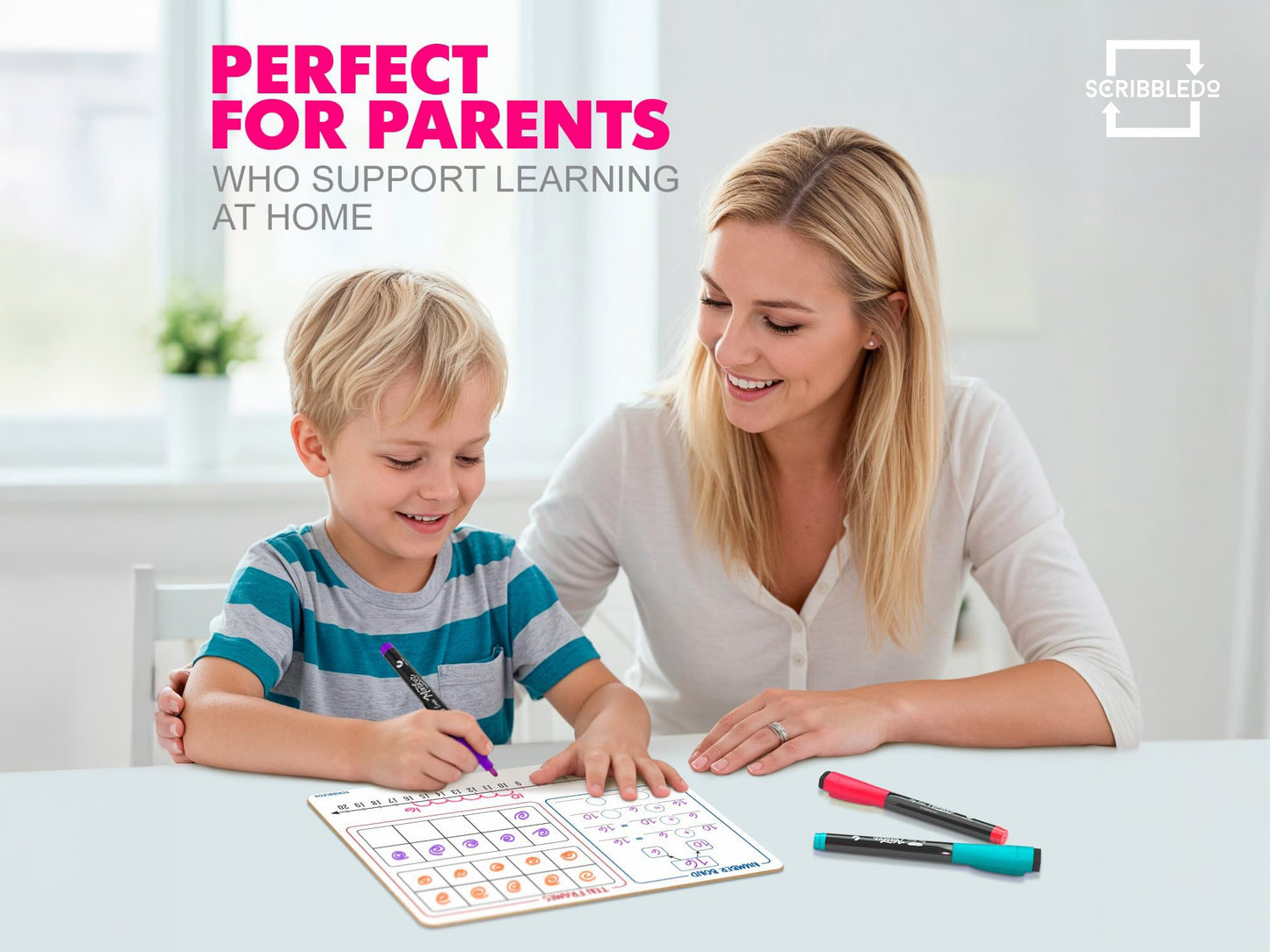 Number Bond, Ten Frame, Number Line & 1–120 Chart Dry Erase Board – 9x12