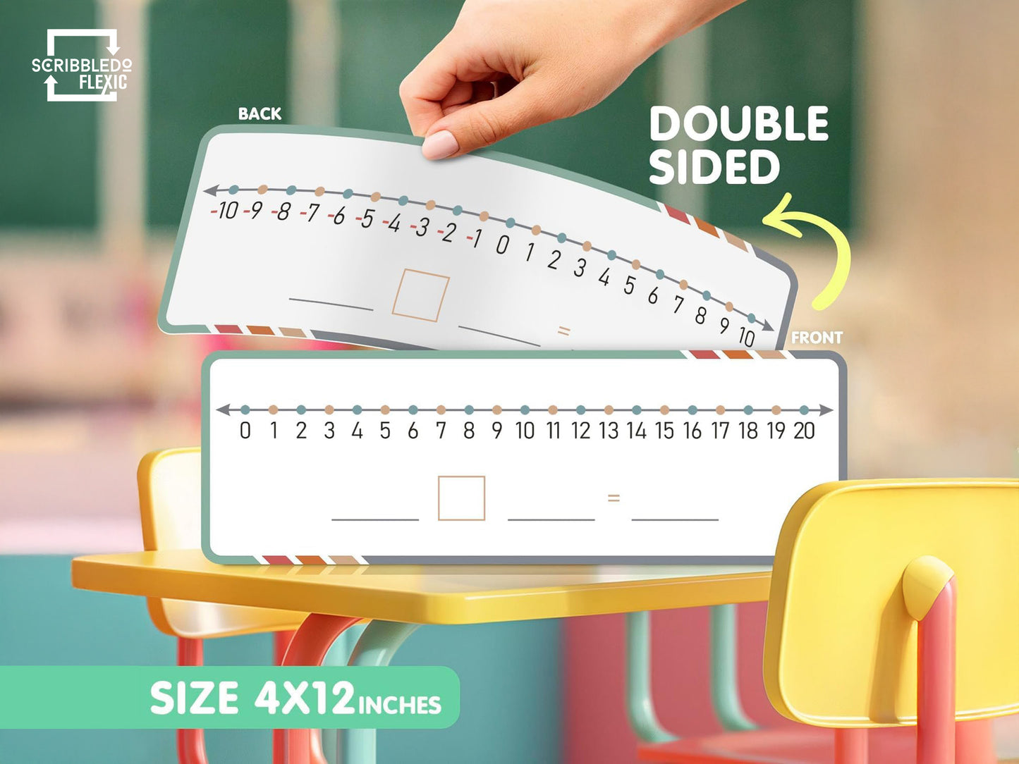 Dry Erase Flexic Negative Number Line 4"x12" (10 pc)