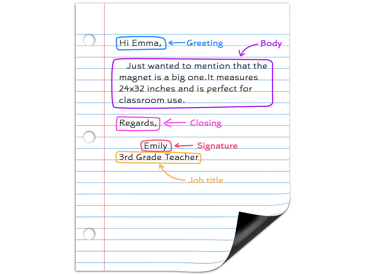 24"x30" Giant Magnetic Dry Erase Notebook Paper – Classroom Whiteboard Teaching Aid