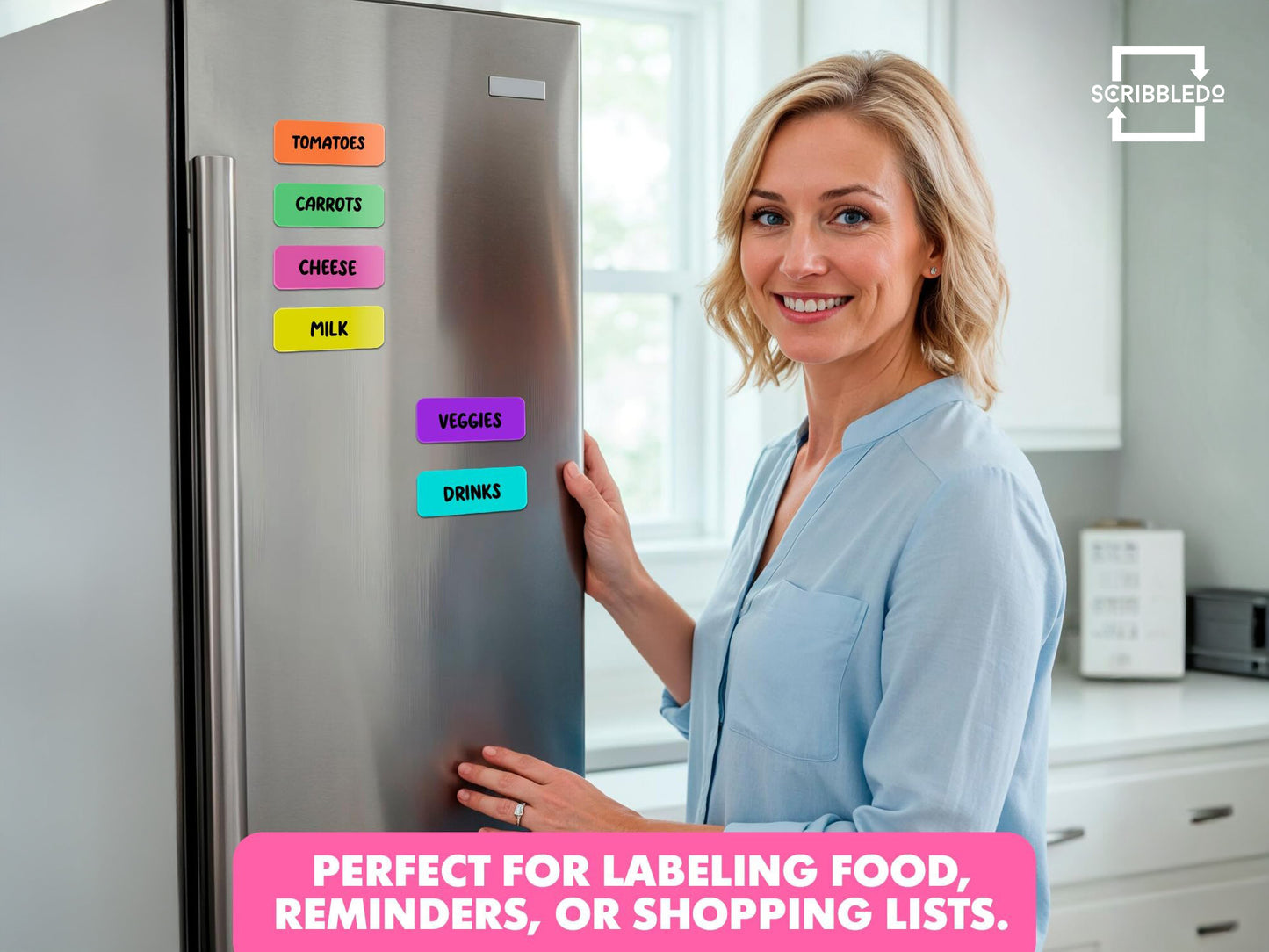 30 Pack Dry Erase Magnetic Labels – 3.1” x 1.2” Colored Writable Strips