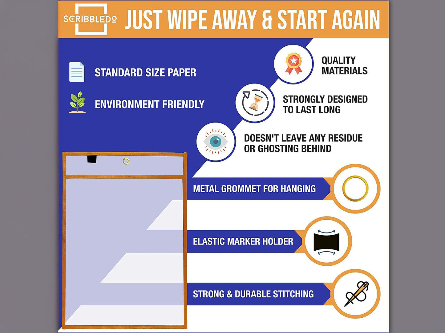 6 Pack Boho Dry Erase Pockets