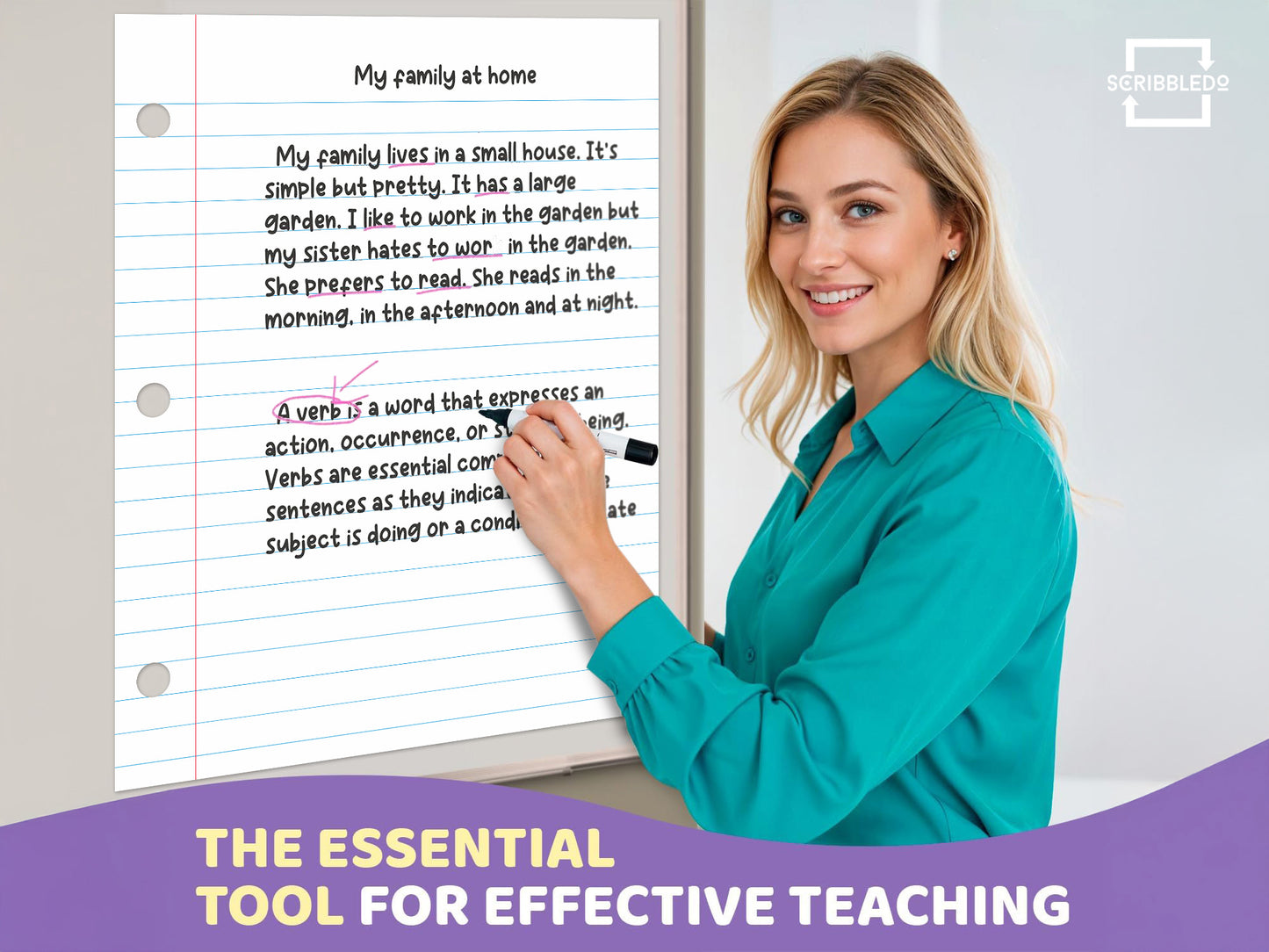 24"x30" Giant Magnetic Dry Erase Notebook Paper – Classroom Whiteboard Teaching Aid