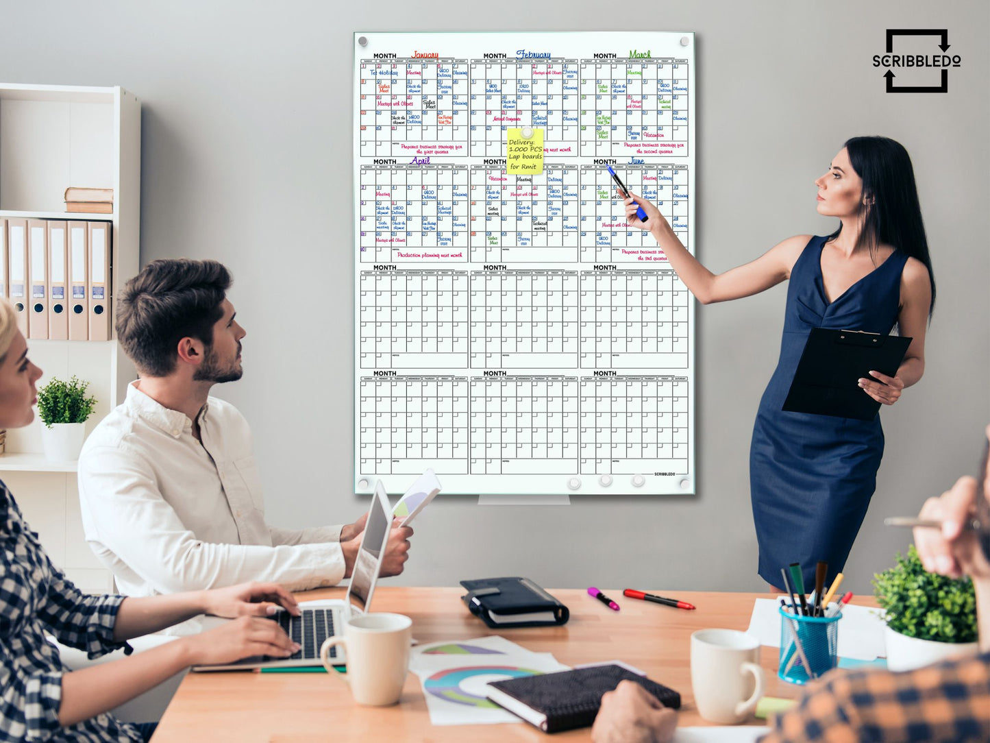 Magnetic Glass Whiteboard Calendar 34"x46" Yearly Planner