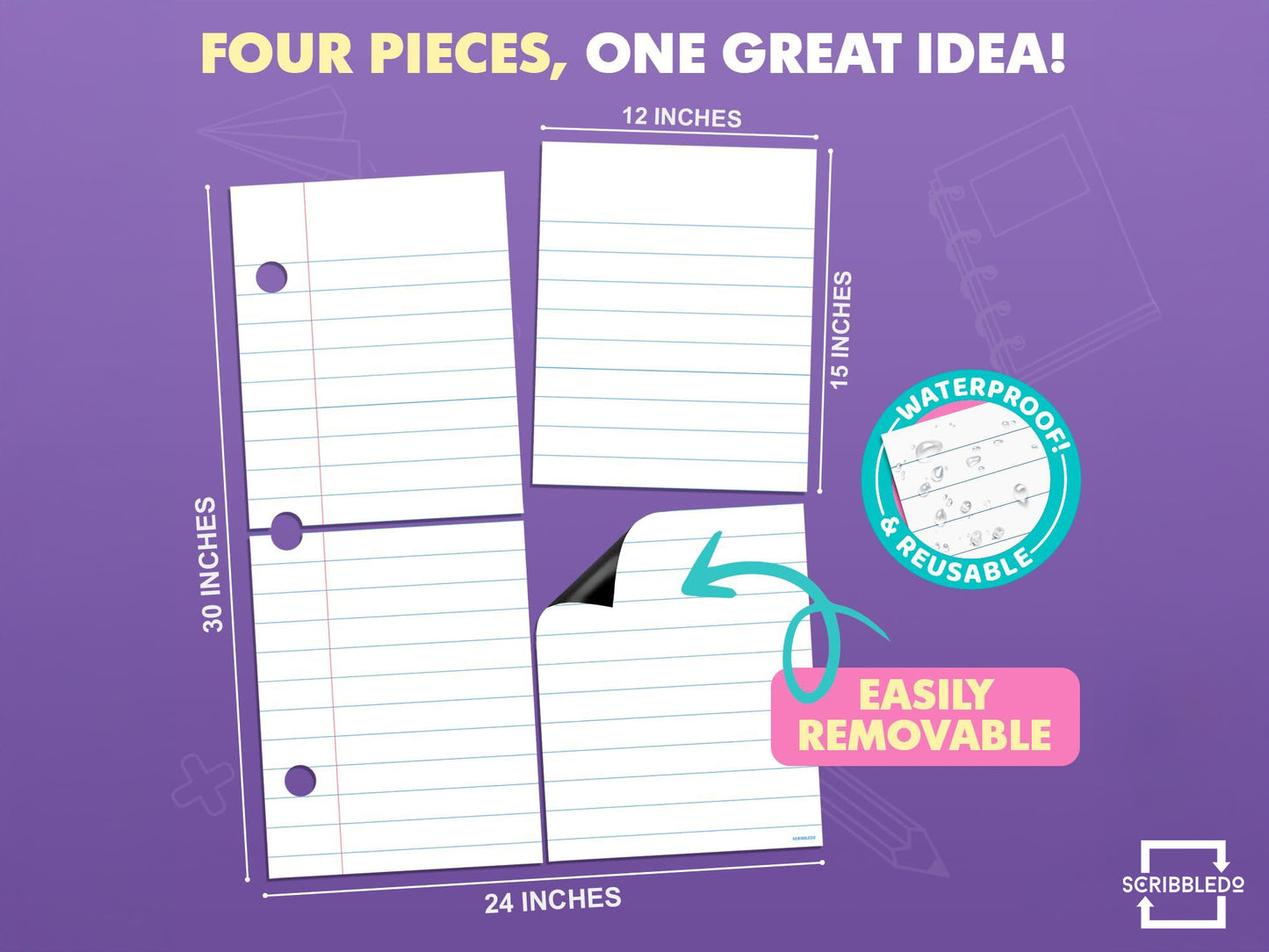 24"x30" Giant Magnetic Dry Erase Notebook Paper – Classroom Whiteboard Teaching Aid
