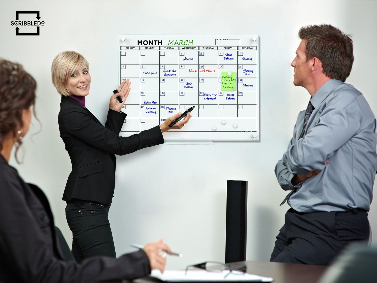 Magnetic Glass Whiteboard Calendar 18"x24" Monthly Planner