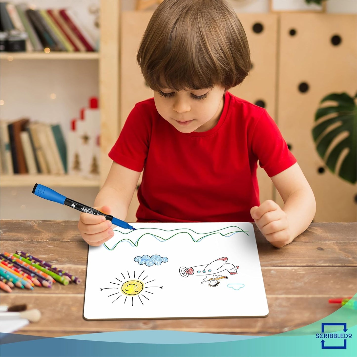 Scribbledo 6 Pack Small White Board Dry Erase Boards Classroom Pack Mini White Boards 9" x12” Personal Whiteboards