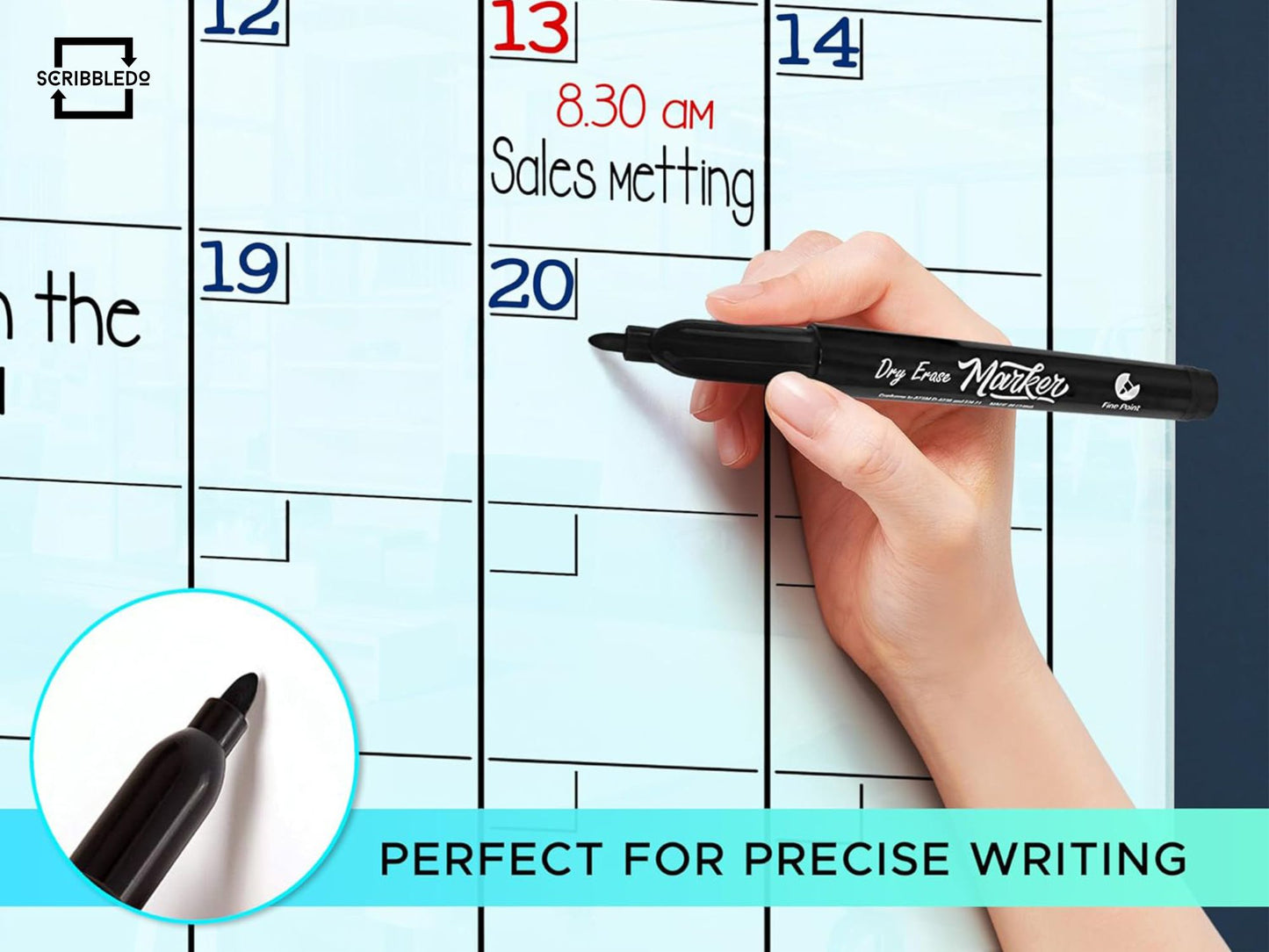 Magnetic Glass Whiteboard Calendar 34"x46" Yearly Planner