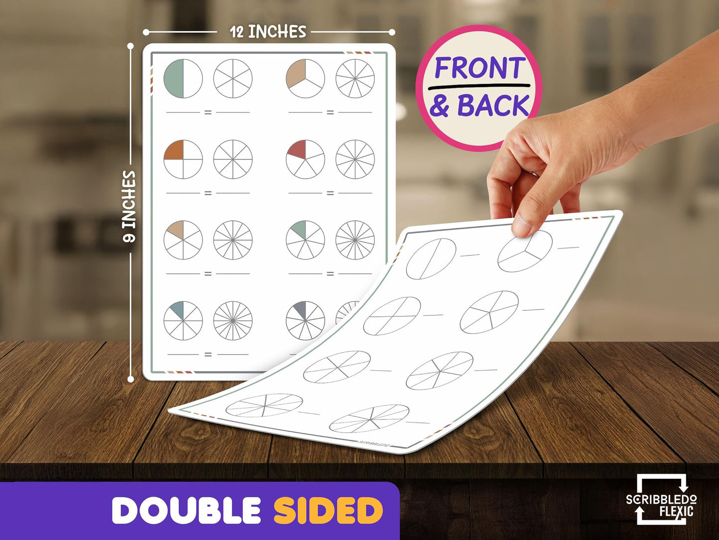 Fractions Practice Flexic Dry Erase Sheet 9"x12" (10 pc)