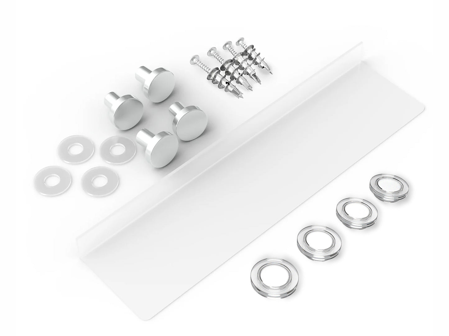 Complete Glass Whiteboard Hardware Kit With 4 Magnets