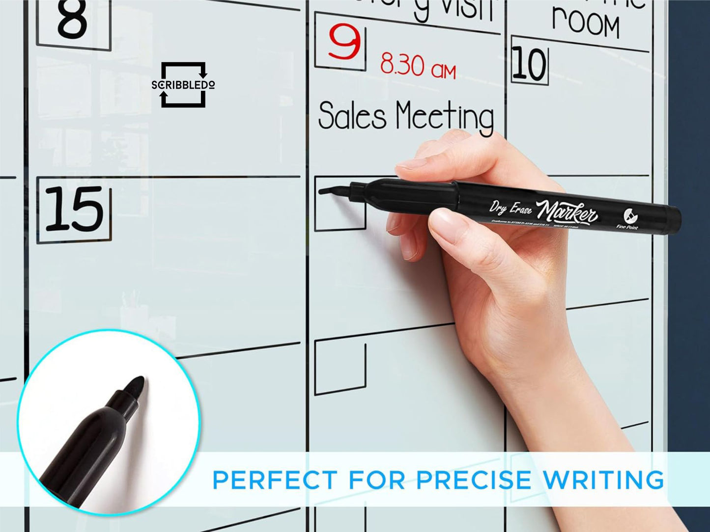 Magnetic Glass Whiteboard Calendar 18"x24" Monthly Planner