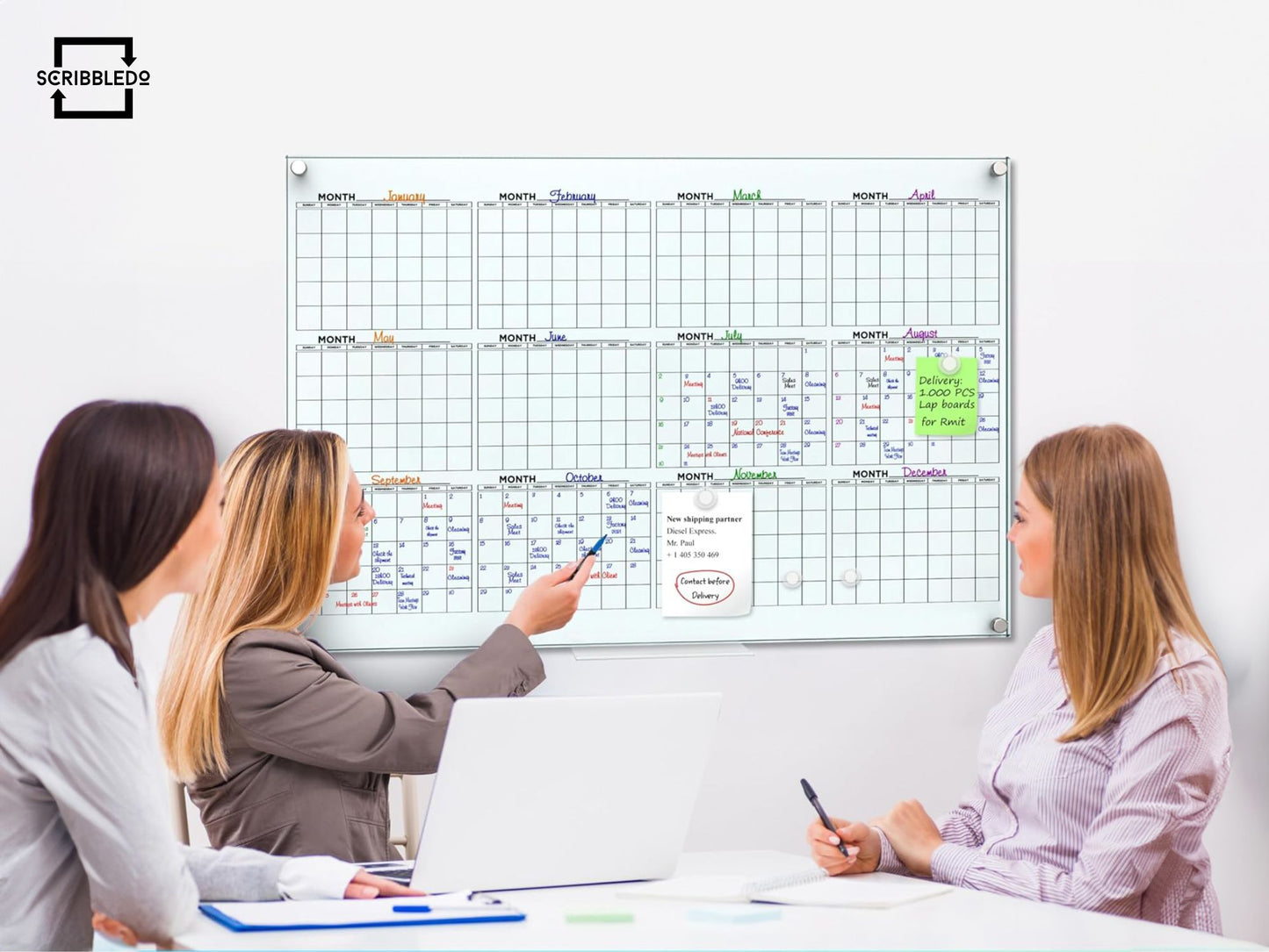 Magnetic Glass Whiteboard Calendar 24"x36" Yearly Planner