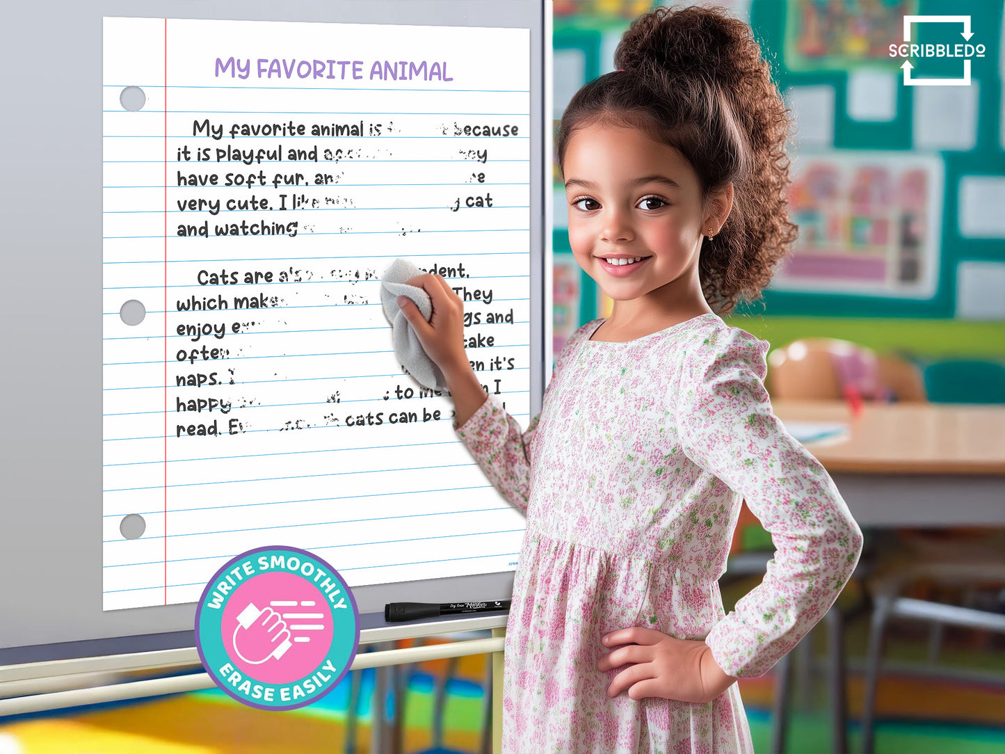 24"x30" Giant Magnetic Dry Erase Notebook Paper – Classroom Whiteboard Teaching Aid