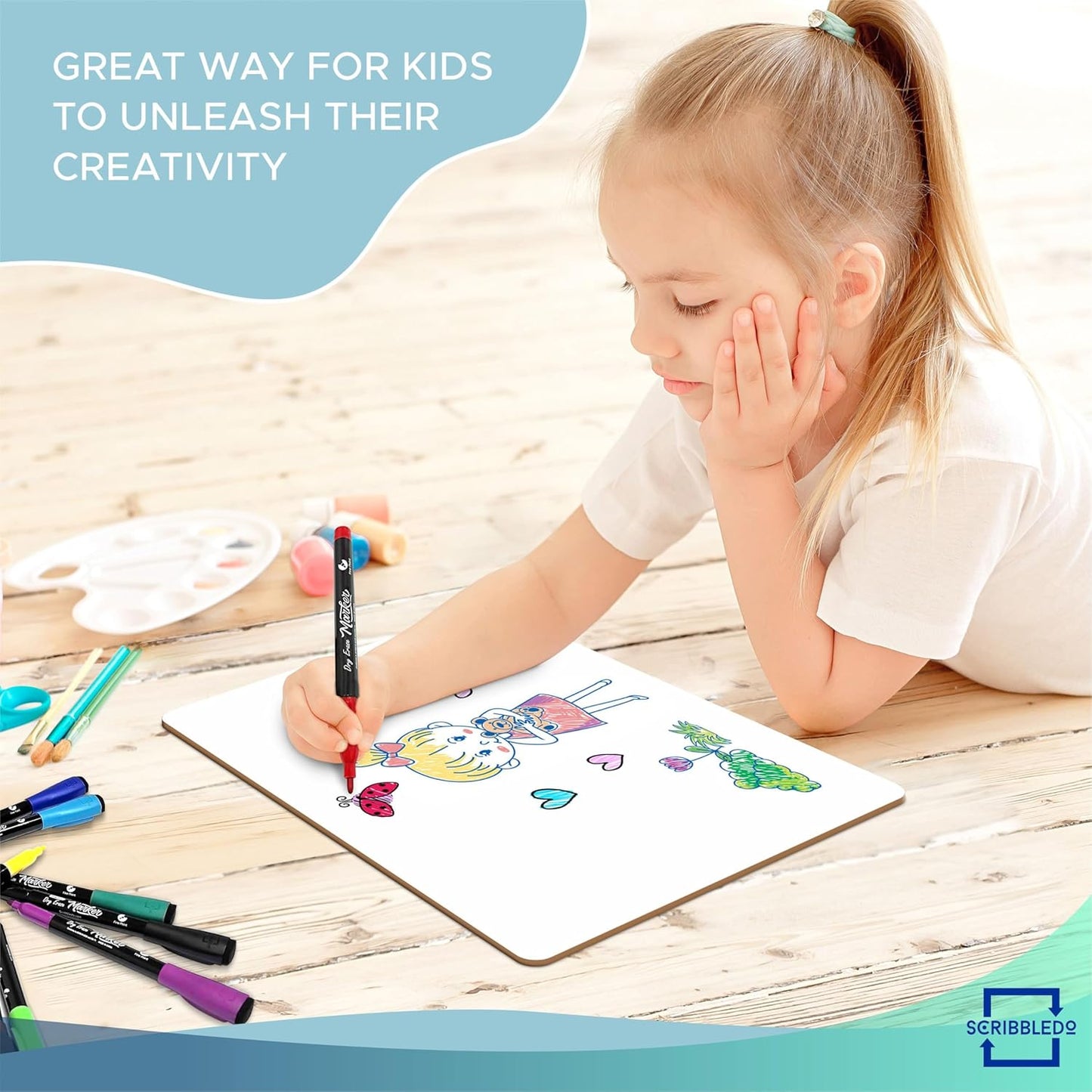 Scribbledo 6 Pack Small White Board Dry Erase Boards Classroom Pack Mini White Boards 9" x12” Personal Whiteboards