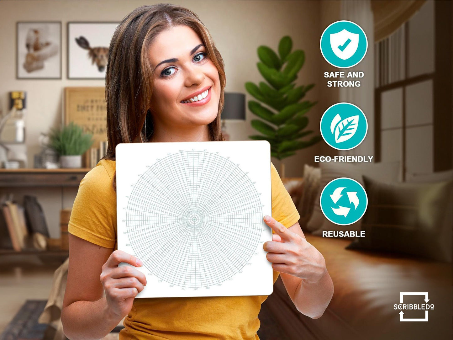 Dry Erase Circular Grid 12"x12" Board