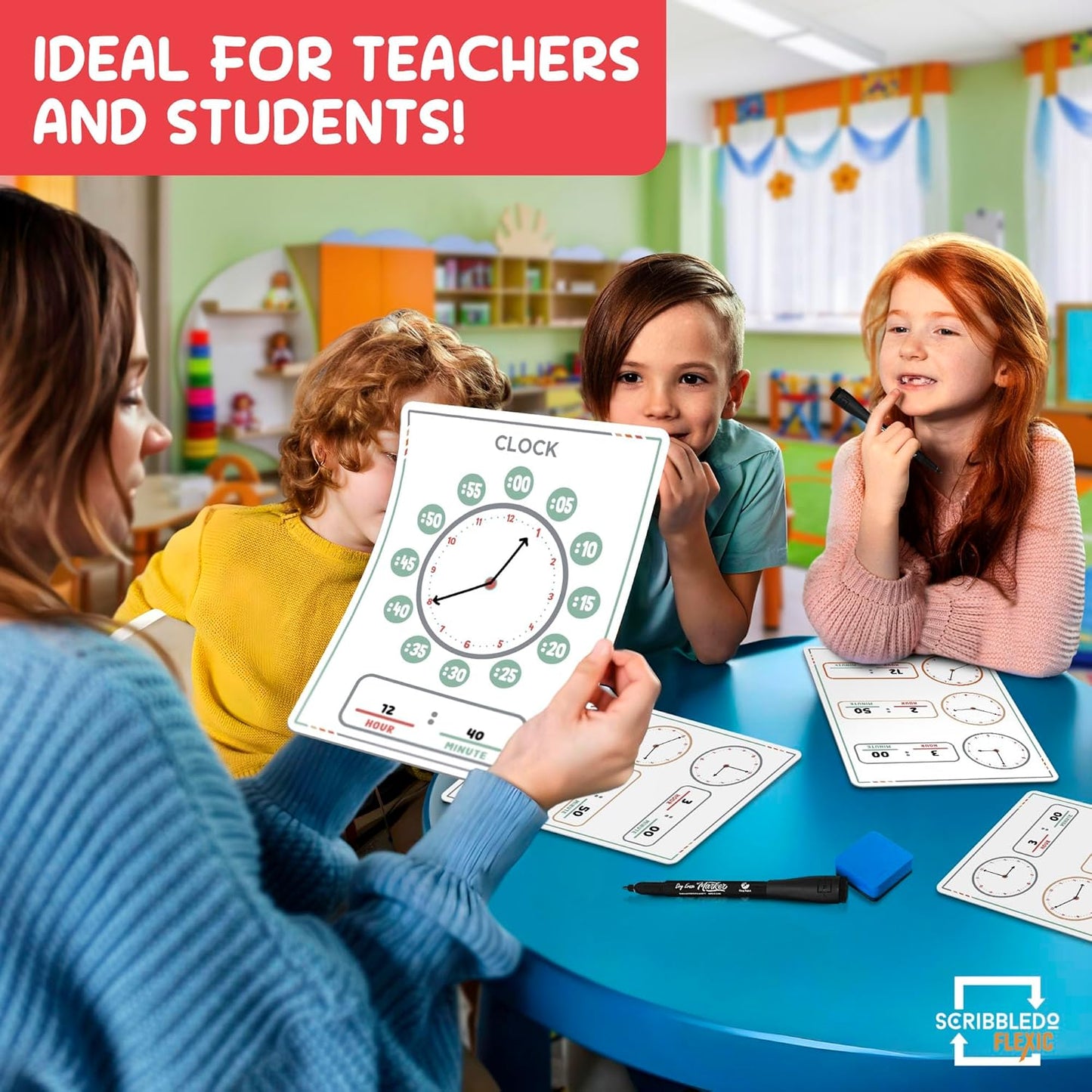Telling Time Teaching Clock for Kids 9"x12" (10 pc)