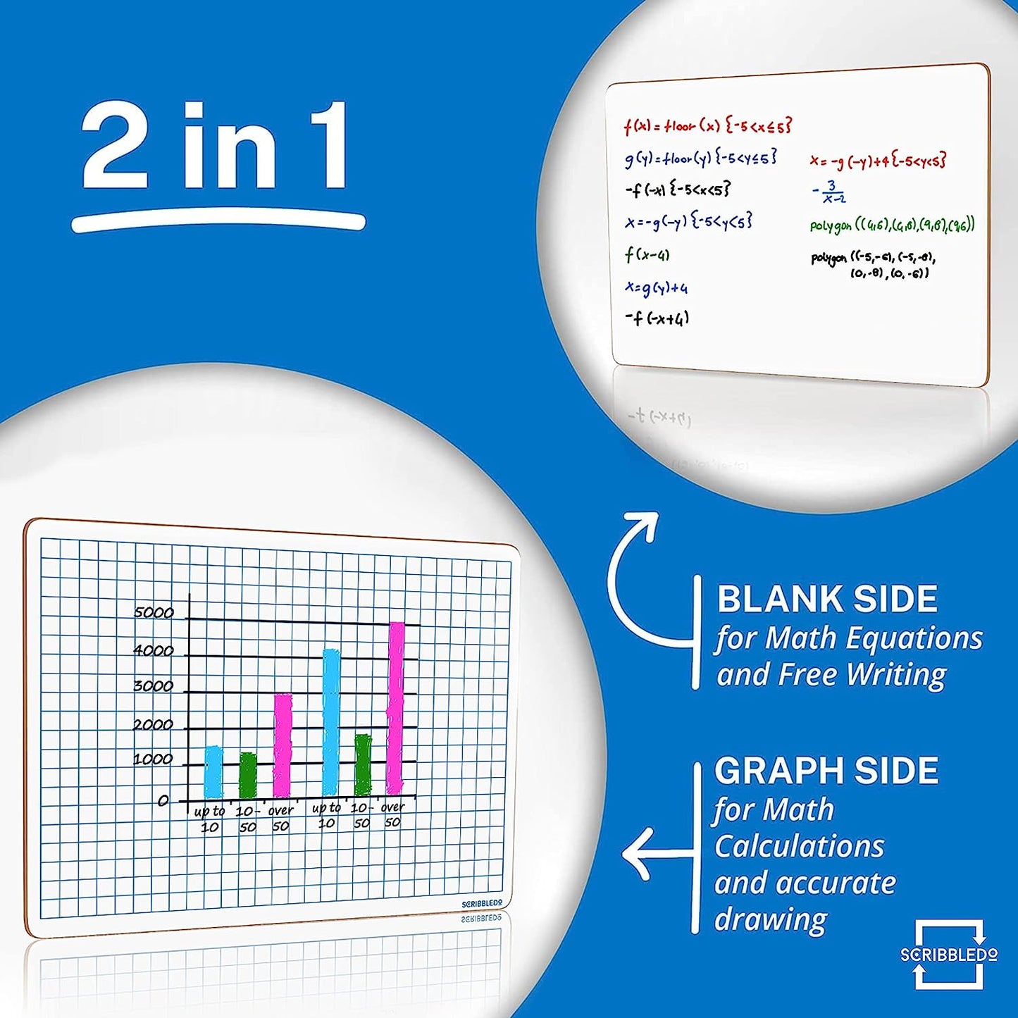 double sided grid line whiteboard 9x12