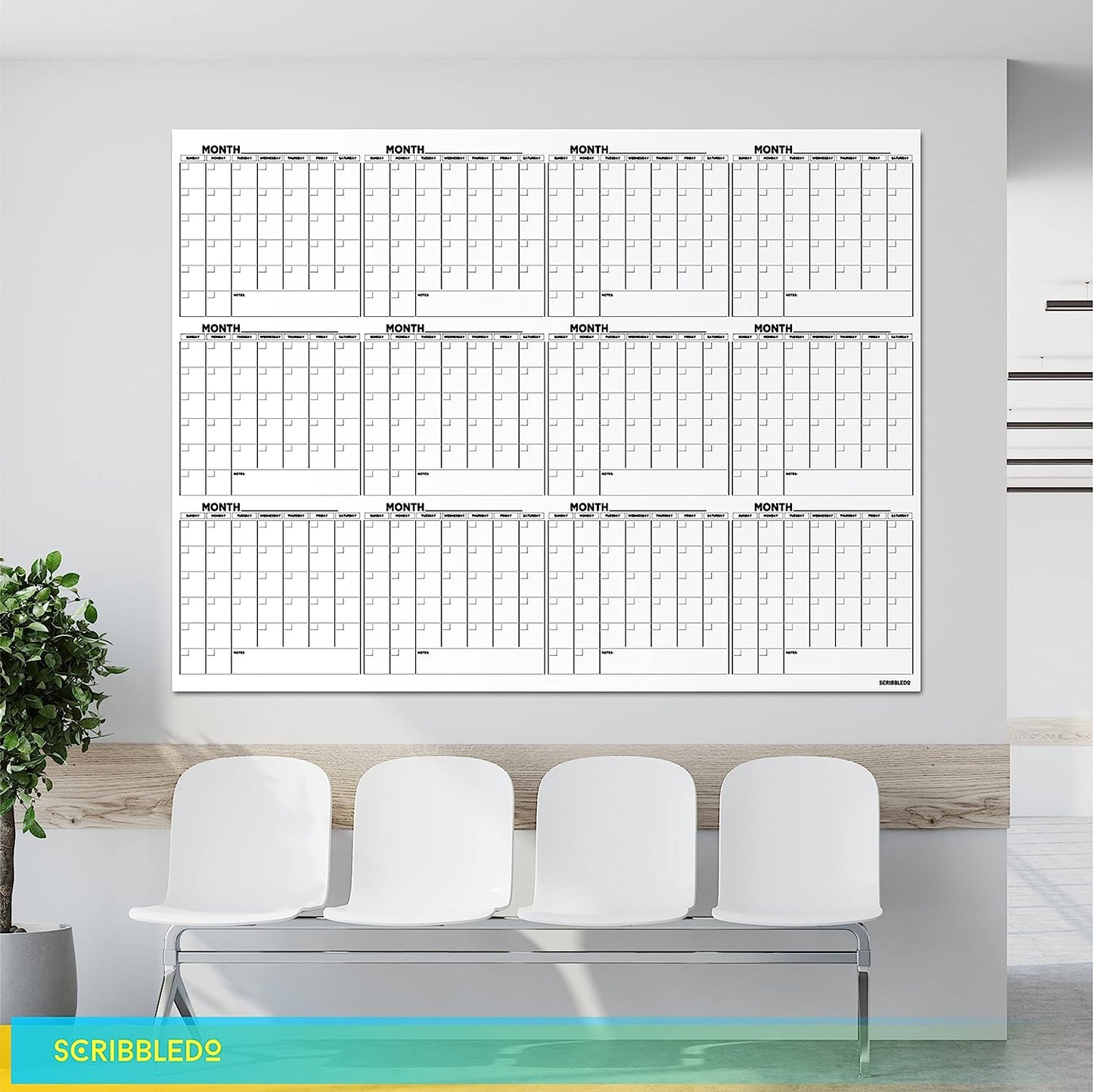 36x48 yearly calendar for office with marker