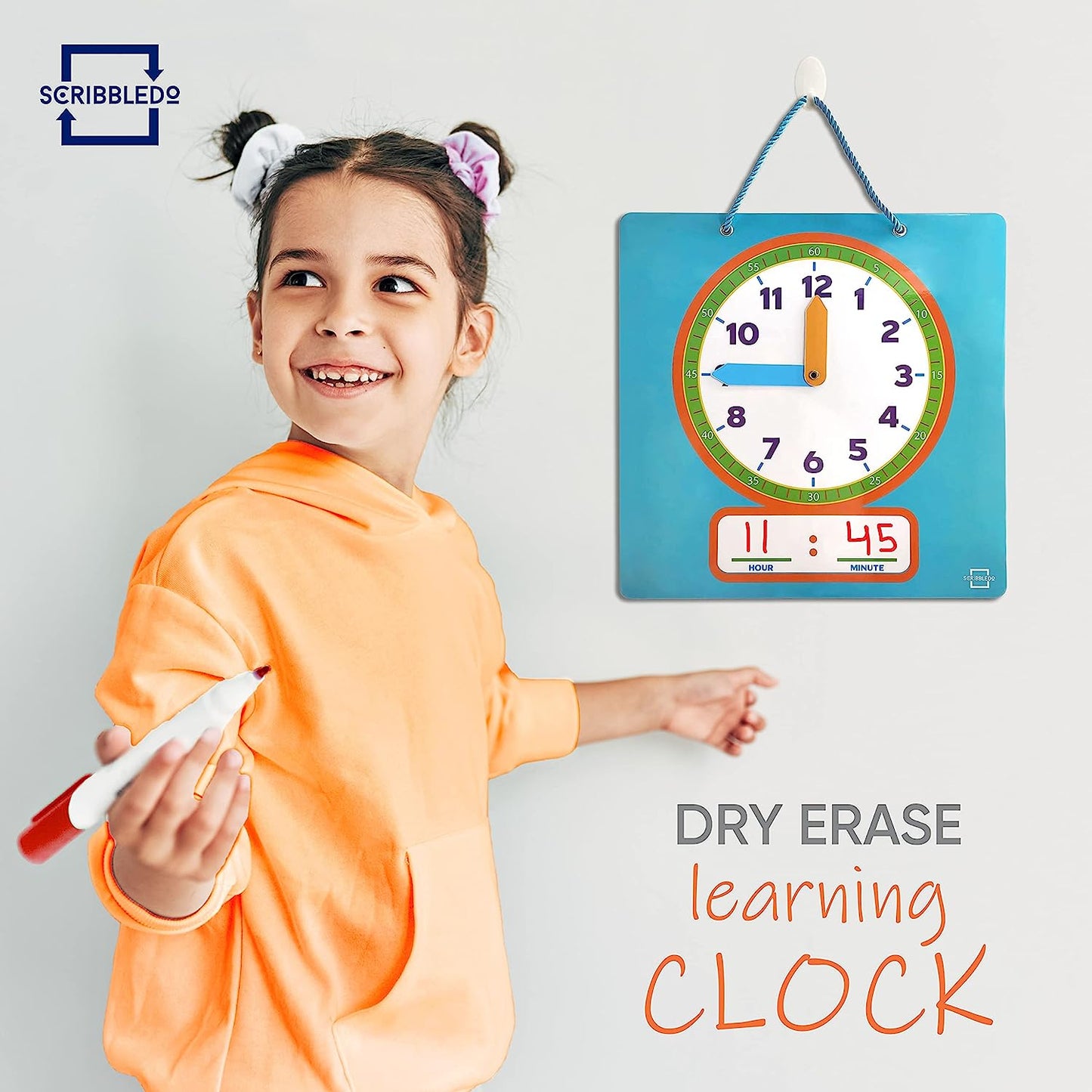 analog kids learning clock with marker