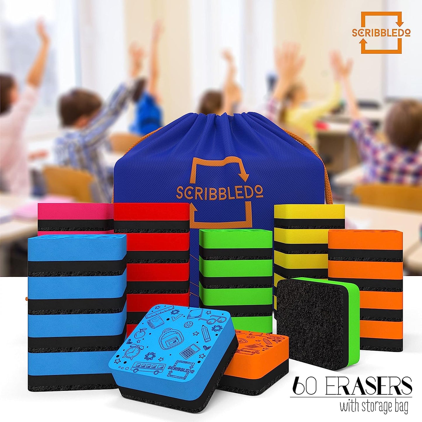 30 pack Assorted Colors Magnetic Erasers