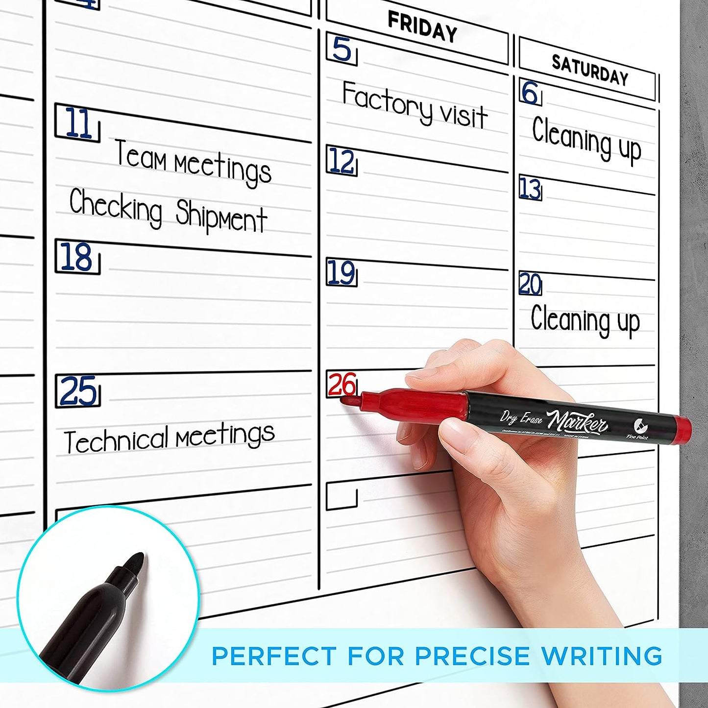 Large Whiteboard Dry Erase Quarterly Calendar 36"x48"