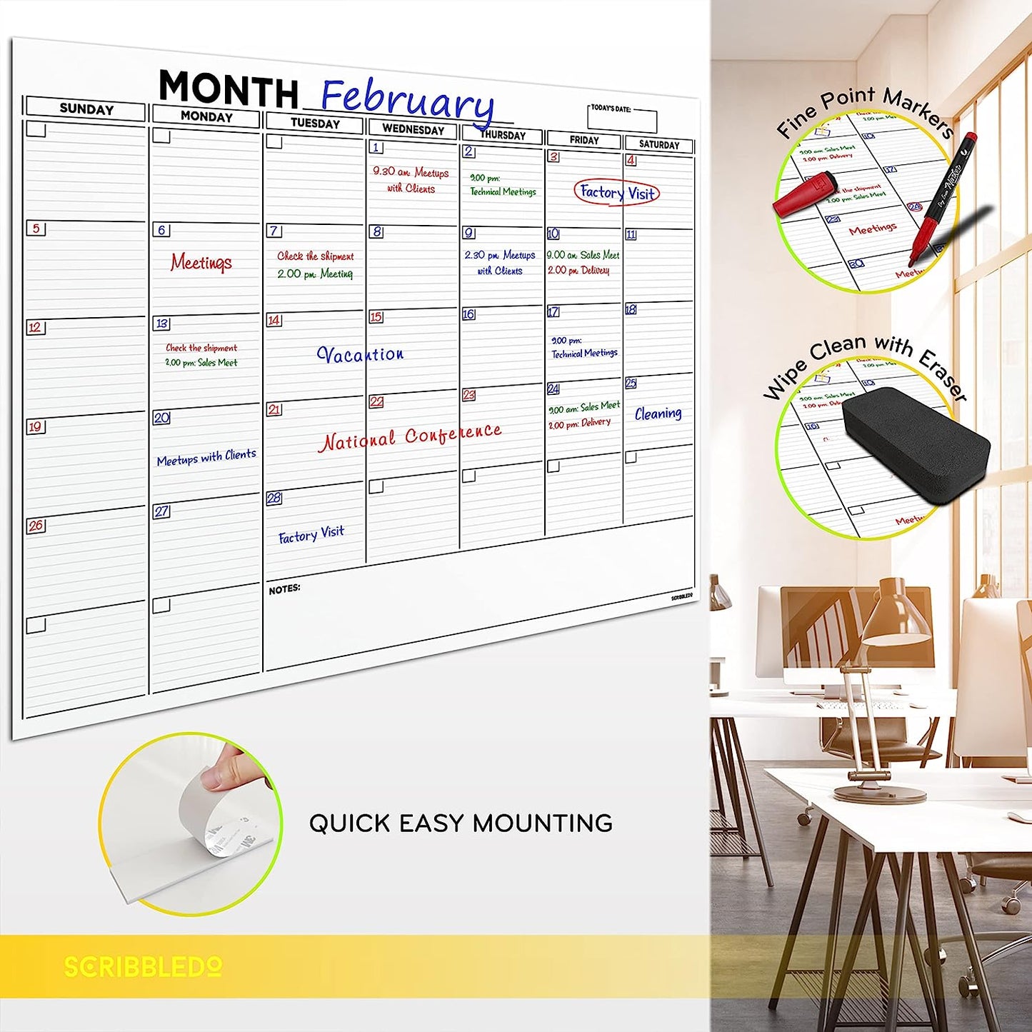 giant extra large dry erase calendar board for wall