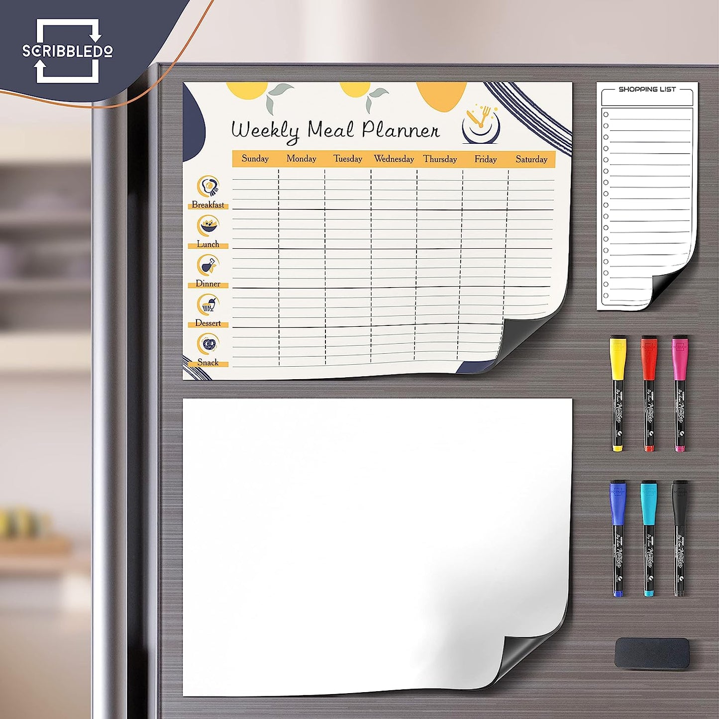 magnetic weekly meal planner with marker 13x17