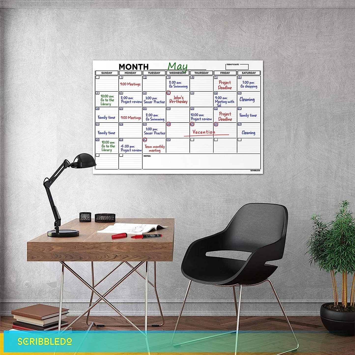 24x36  dry erase white board calendar for wall