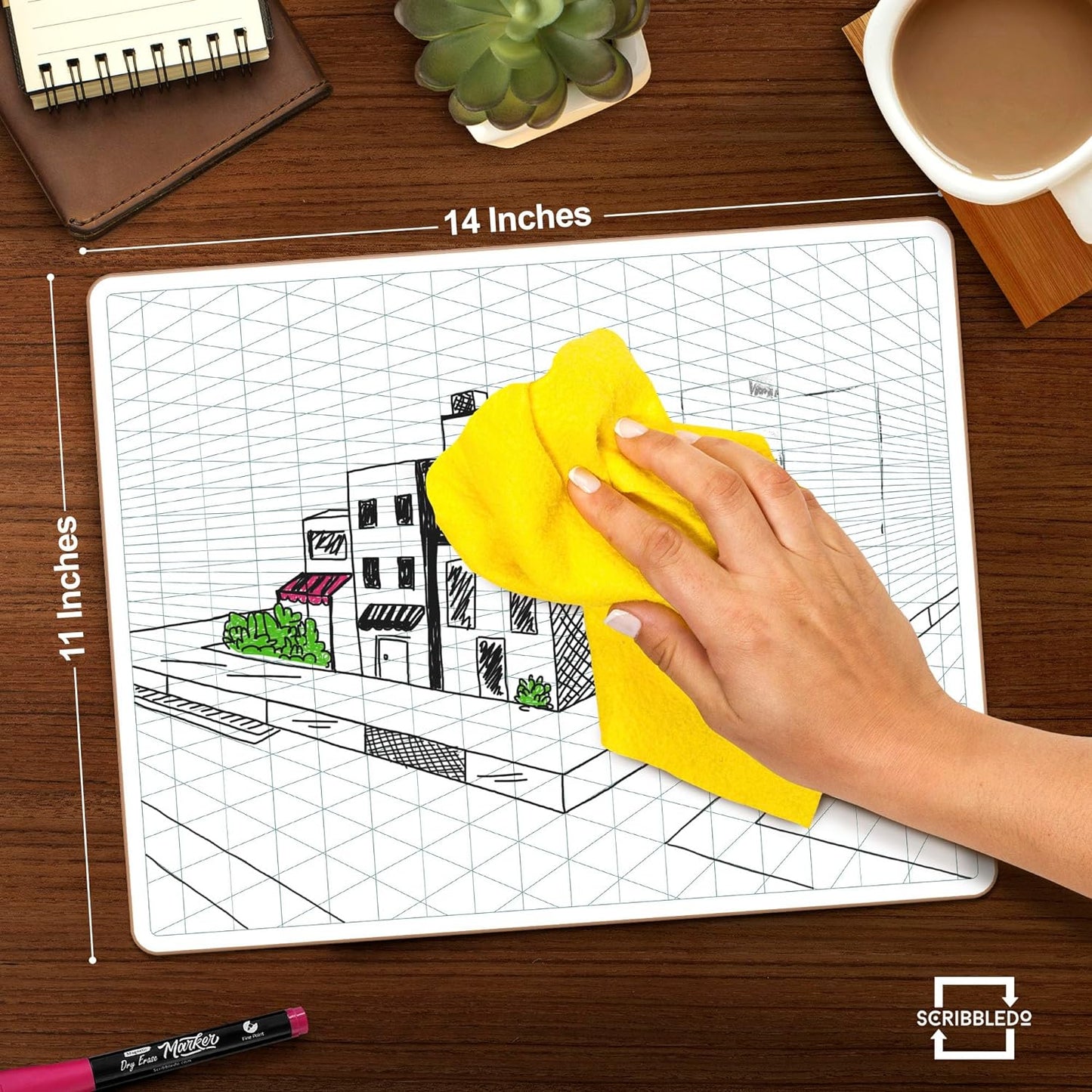 11x14 2d perspective grid for drawing