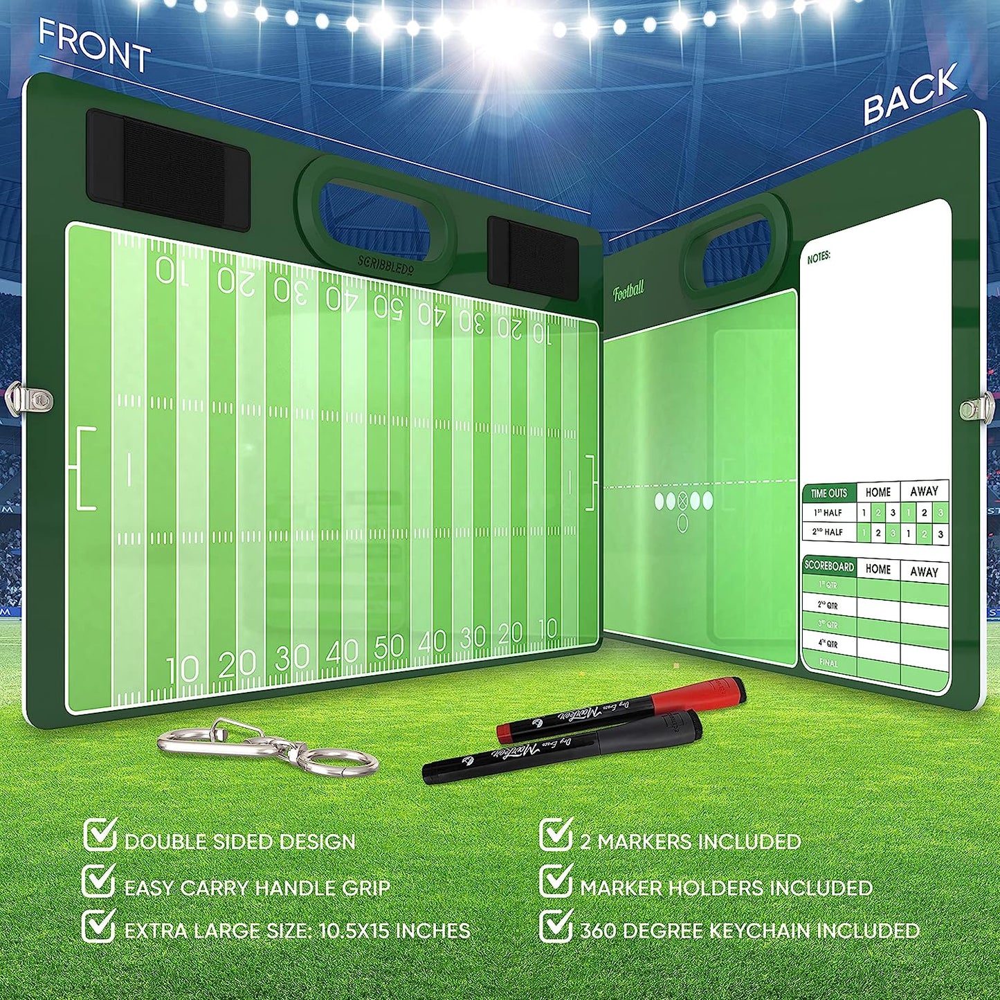 football double sided coaching clipboard 15x10.5