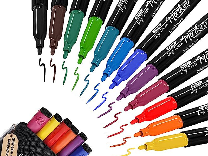  40 Pack of Dry Erase Markers (12 ASSORTED COLORS W/ 7 EXTRA  BLACK) - Thick Barrel Design - Perfect Pens For Writing on Whiteboards,  Dry-Erase Boards, Mirrors, Windows, & All