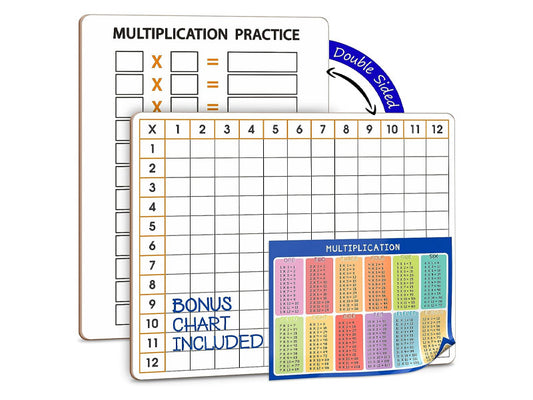 Multiplication Chart Double Sided Whiteboard 11"x14"