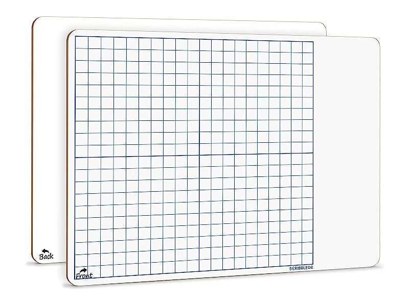 Scribbledo Dry Erase Graph Whiteboard 9 x 12 Double Sided Dry Erase Board with Grid for Home, School, Classroom, Kids and Students Portable Grid