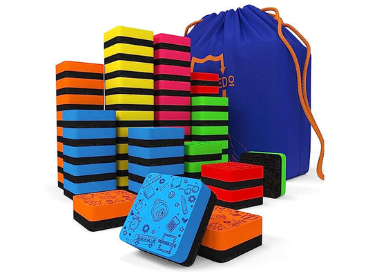60 pack Magnetic Dry Erase Erasers Assorted Colors
