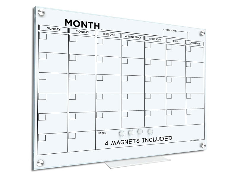 Magnetic Glass Whiteboard Calendar 18"x24" Monthly Planner