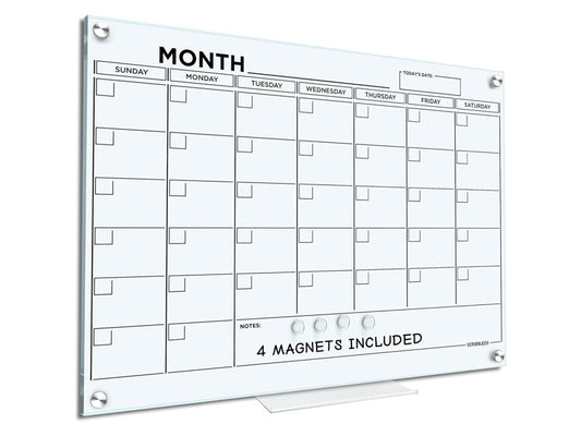 Magnetic Glass Whiteboard Calendar 18"x24" Monthly Planner