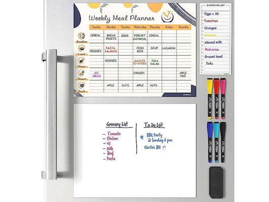 dry erase weekly meal planner with grocery list 13x17