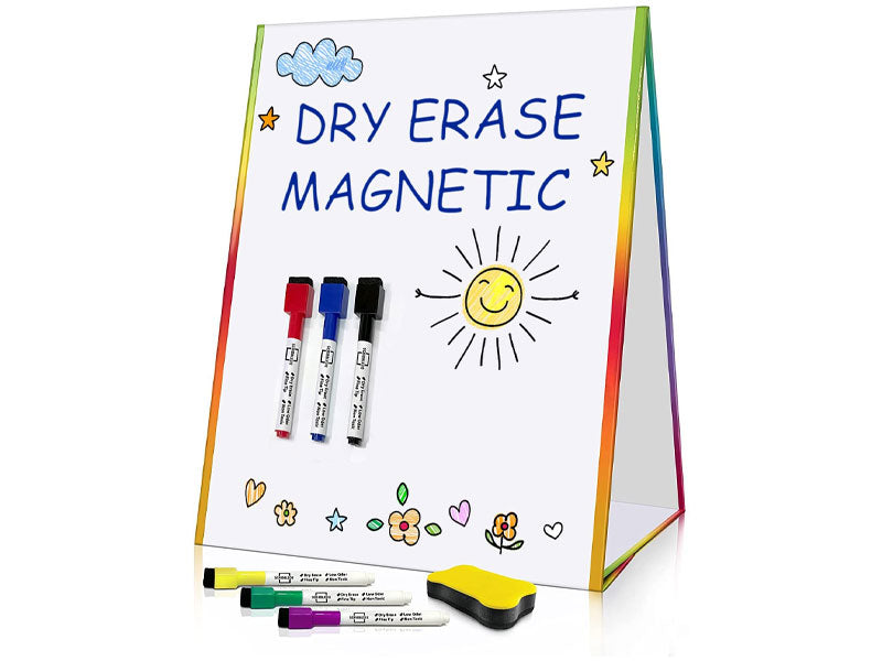 table top magnetic easel whiteboard with 6 markers and 1 eraser