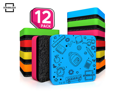 12 pack Magnetic Dry Erase Erasers Assorted Colors