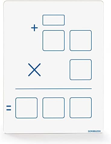 Dry Erase Long Multiplication Board 9"x12" Double Sided 2x1 & 2x2 Digit Multiplication