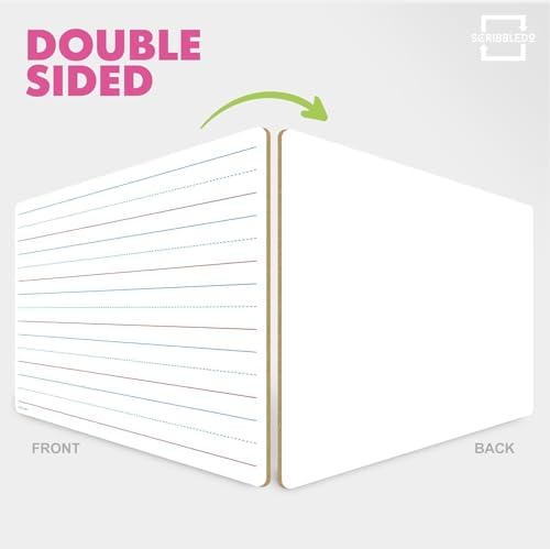 5 Pack Double Sided Lined Dry Erase Boards with Markers and Erasers, 9x12